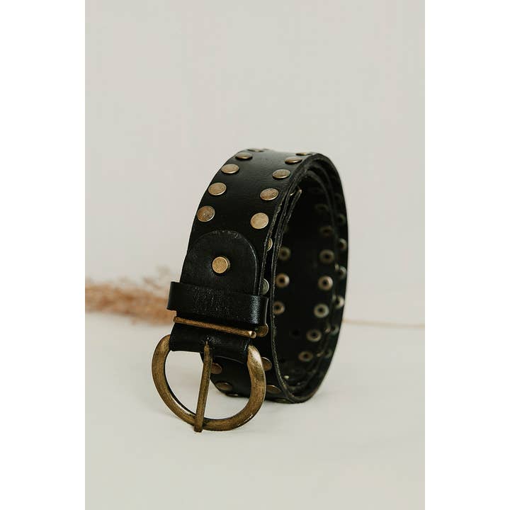 Lula Natura - Wholesale Belt - Women's - 100% leather belt with Cirius studs – Available in 4 Colors
