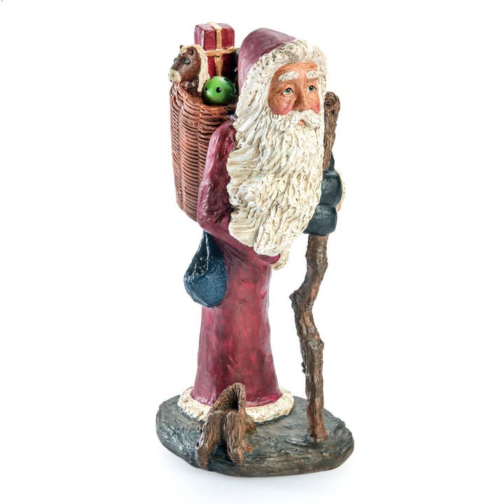 J Devlin Glass Art & Bert Anderson Collection - Wholesale Christmas Decoration - Woodland Santa Figuine - Red - By Bert Andrson- MB 30