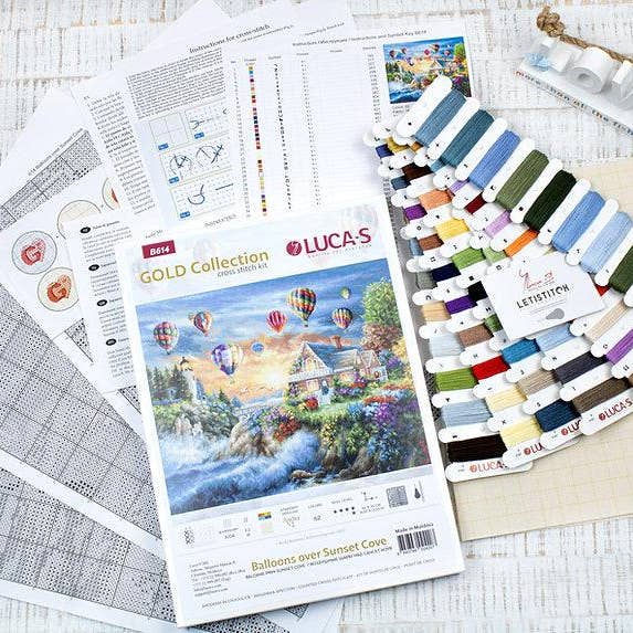 Luca-S – Großhandel Kreuzstich-/Stickzubehör – Kreuzstichset Luca-S Gold - Ballons über Sunset Cove, B6142