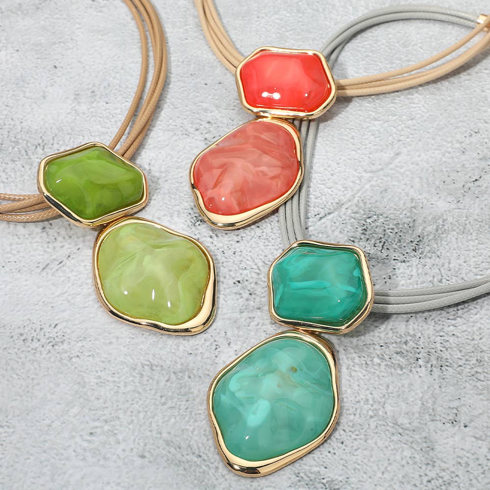 Sensibling Corp. – Engroshandel Halskæde med vedhæng – Fed abstrakt dobbelt harpiksled vedhæng statement halskæde6