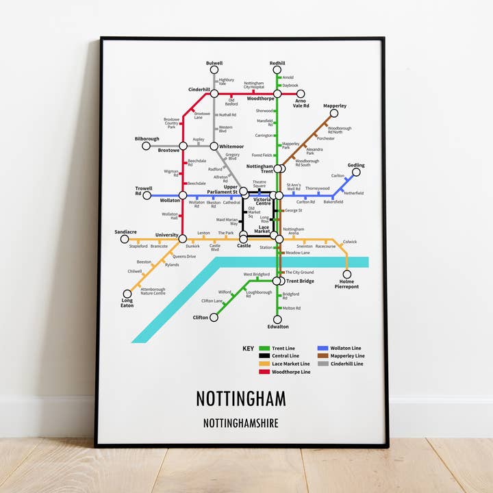 Nottingham Nottinghamshire Underground Style Transport Print pour la vente par Underdog Studio