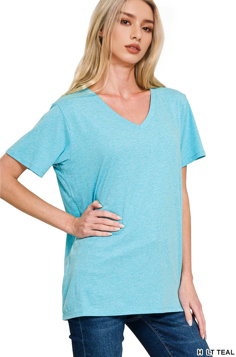 42POPS - Wholesale T-Shirt - Women's - `.Cotton Short Sleeve Boyfriend  V Neck Tee15