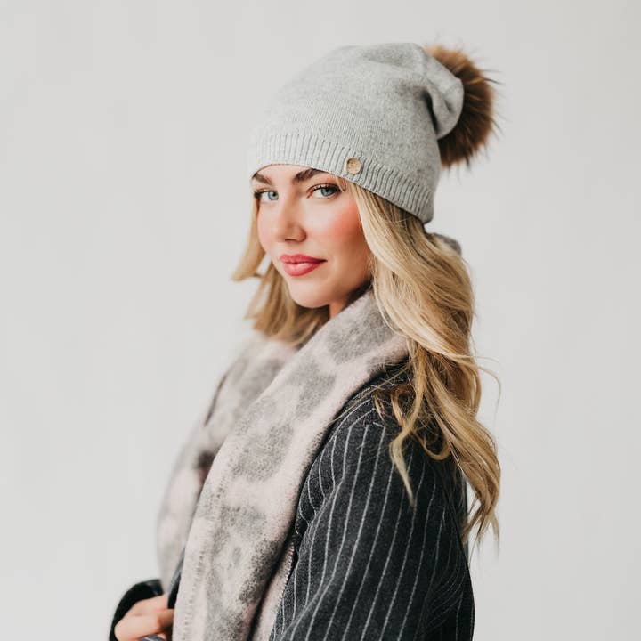 Pretty Simple - Wholesale Beanie - Women's - Fine Knit Fur Pom Slouchy Beanie Wholesale9