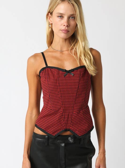 Dana Gingham Top for wholesale by Olivaceous