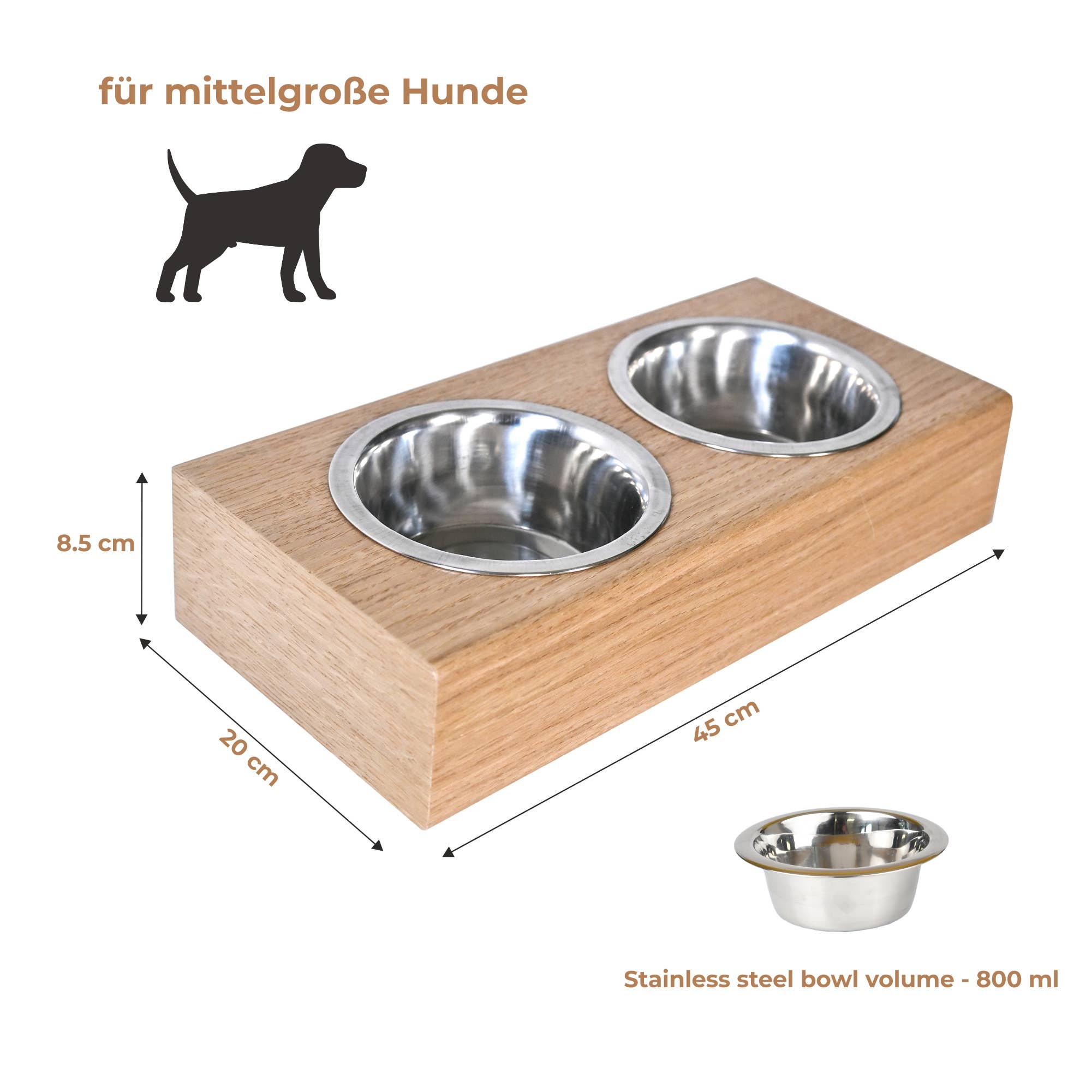ValiaiDesign - Wholesale Pet Bowl - Cat/Dog - Floating Wooden Raised Food Stand, Medium Dog Feeding3