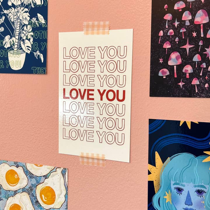 lu bremer design - Wholesale Art Print - love you mini art print - 4x6 postcard size6