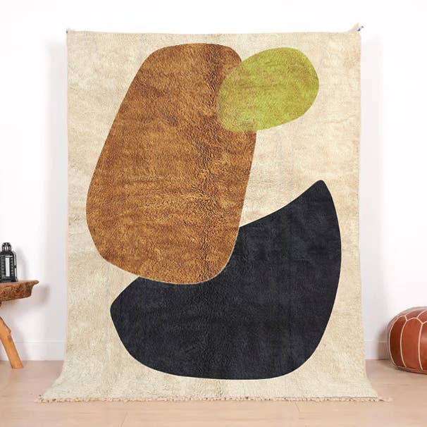 Moroccan Wool Rug–Soft Wool Livingroom Carpet- Handcrafted for wholesale by woolsouk ( We handle U.S. import procedures for you )