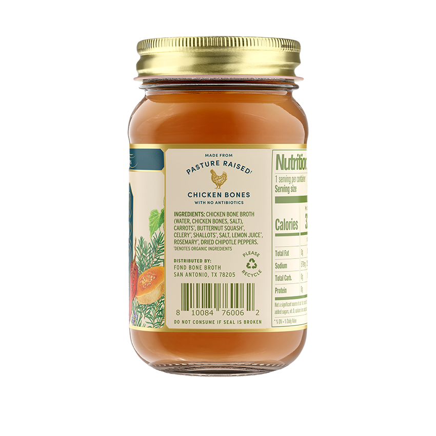 Fond Regenerative - Wholesale Broth - Butternut & Rosemary Pasture-Raised Chicken Bone Broth 14oz3