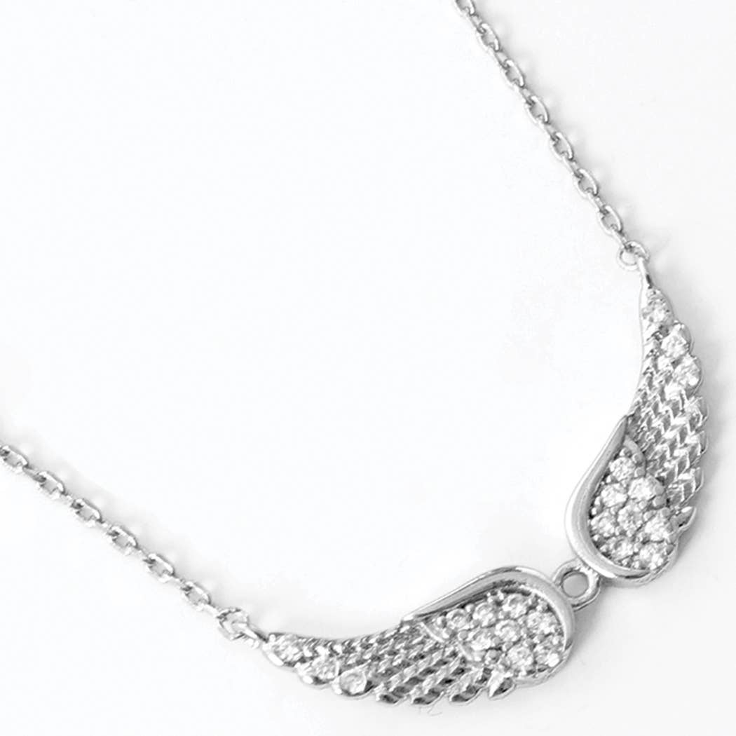 Fashion City - Wholesale Pendant/Charm Necklace - CZ Gold-Dipped Wings Necklace3