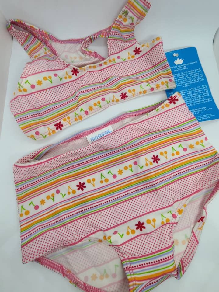 Traje de baño Tankini para niños pequeños, cerezas, lunares y rayas para venta al por mayor de Sassy Bubbles