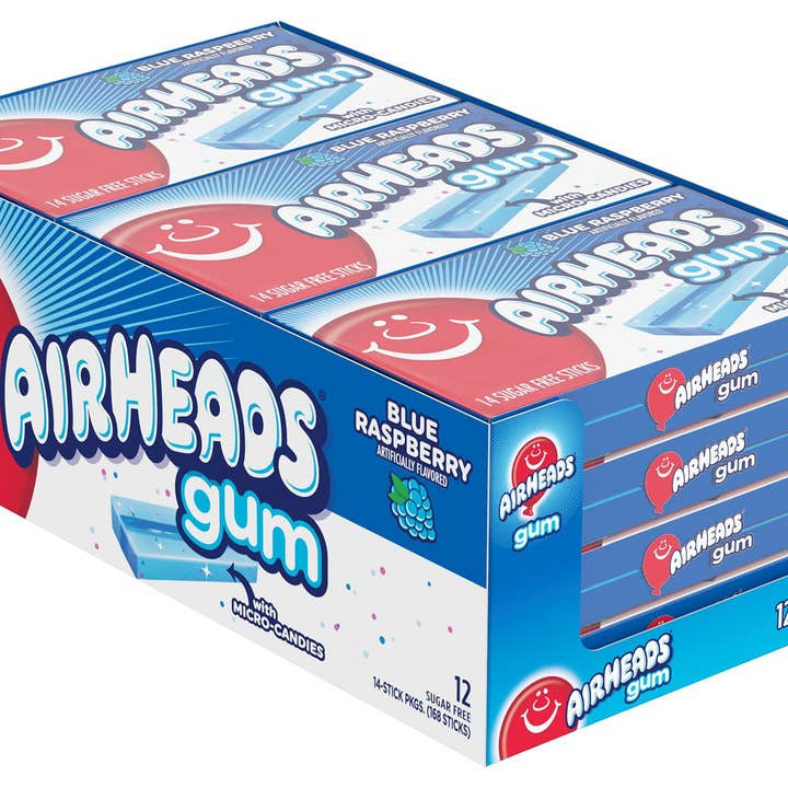 Long Island Candy Factory - Wholesale Taffy - Airheads Gum Blue Raspberry 12 Count