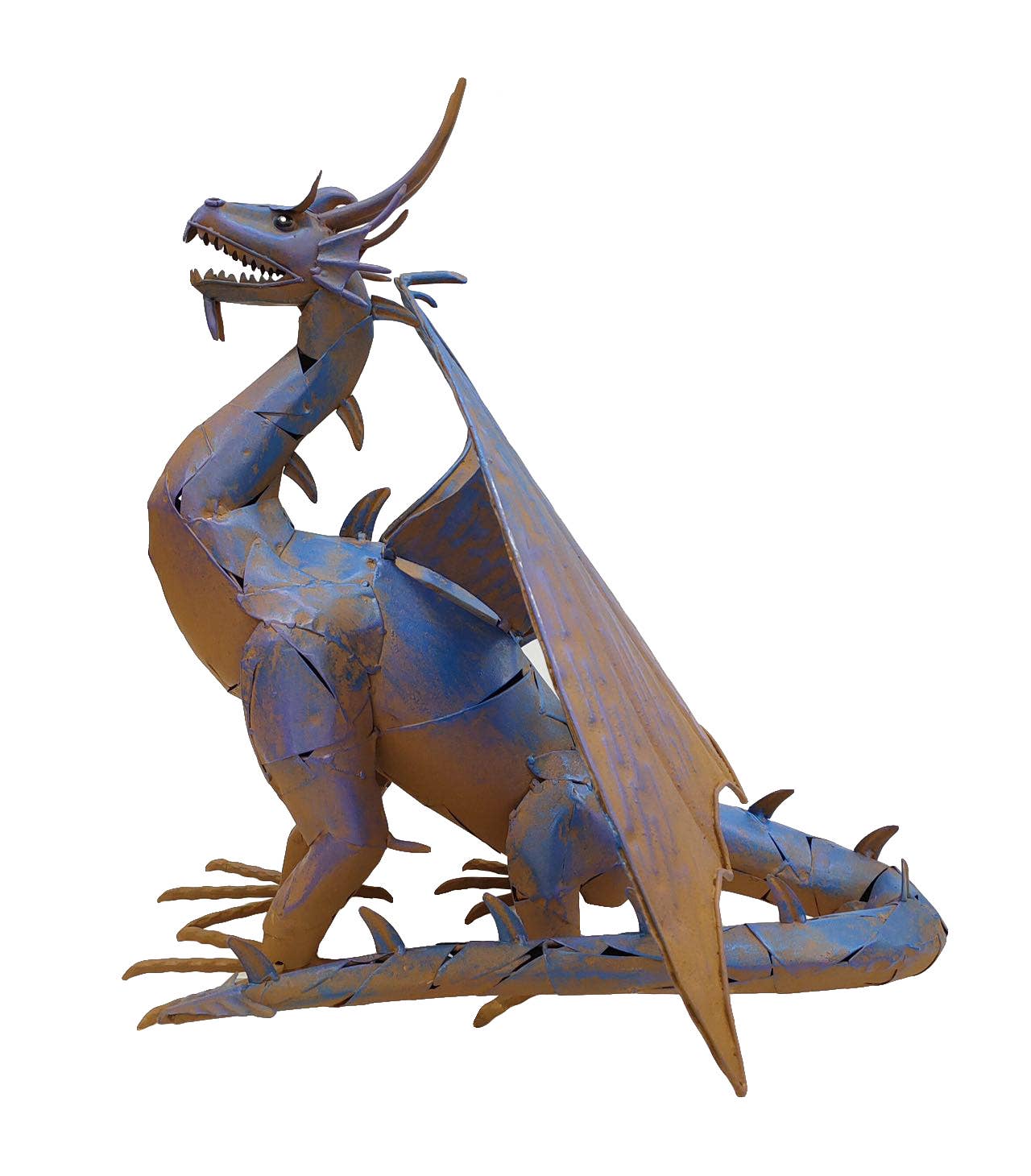 Continental Art Center - Wholesale Sculpture - Rustic Metal Big & Small Dragon Statues0
