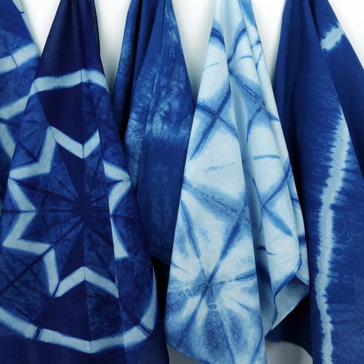 Curious Corners - Wholesale DIY Craft Kit - Yamato Indigo Shibori Kit (Bandana + Tenugui)
