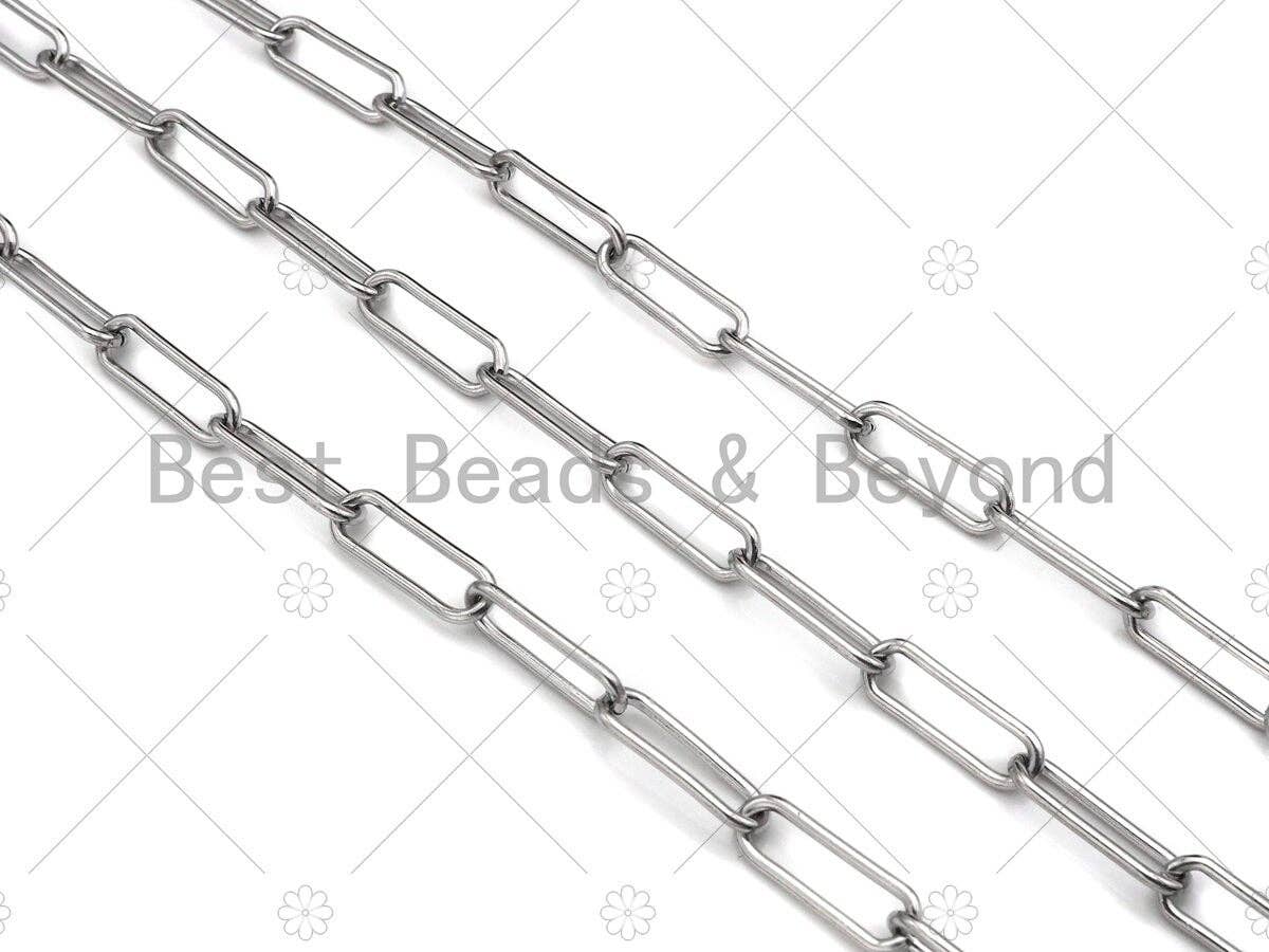 BestBeads&Beyond - Wholesale Link & Chain Necklace - Non-tarnish Stainless Steel Paper Clip Chain, 7x19mm, Antique Silver Color Unfinished Jewelry Chains, Wholesale Chain,sku#A1010