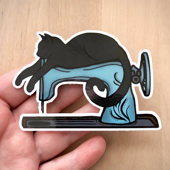 Jaycat Designs - Vendita all'ingrosso Adesivo - Adesivi vintage a forma di gatto con macchina da cucire1