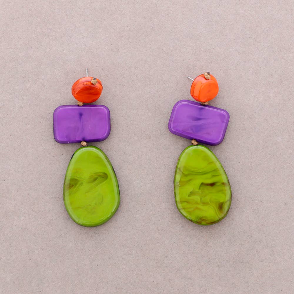 Sonata - Wholesale Hoop Earrings - Irregular Resin Geometric Shapes Earrings (C)4