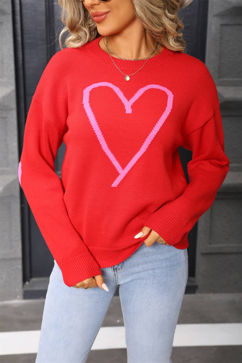 Hope & Sunshine - Wholesale Knit Sweater - Women's - Valentine's Heart Pullover Sweater11
