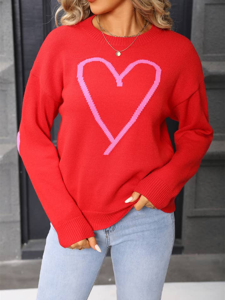 Hope & Sunshine - Wholesale Knit Sweater - Women's - Valentine's Heart Pullover Sweater11