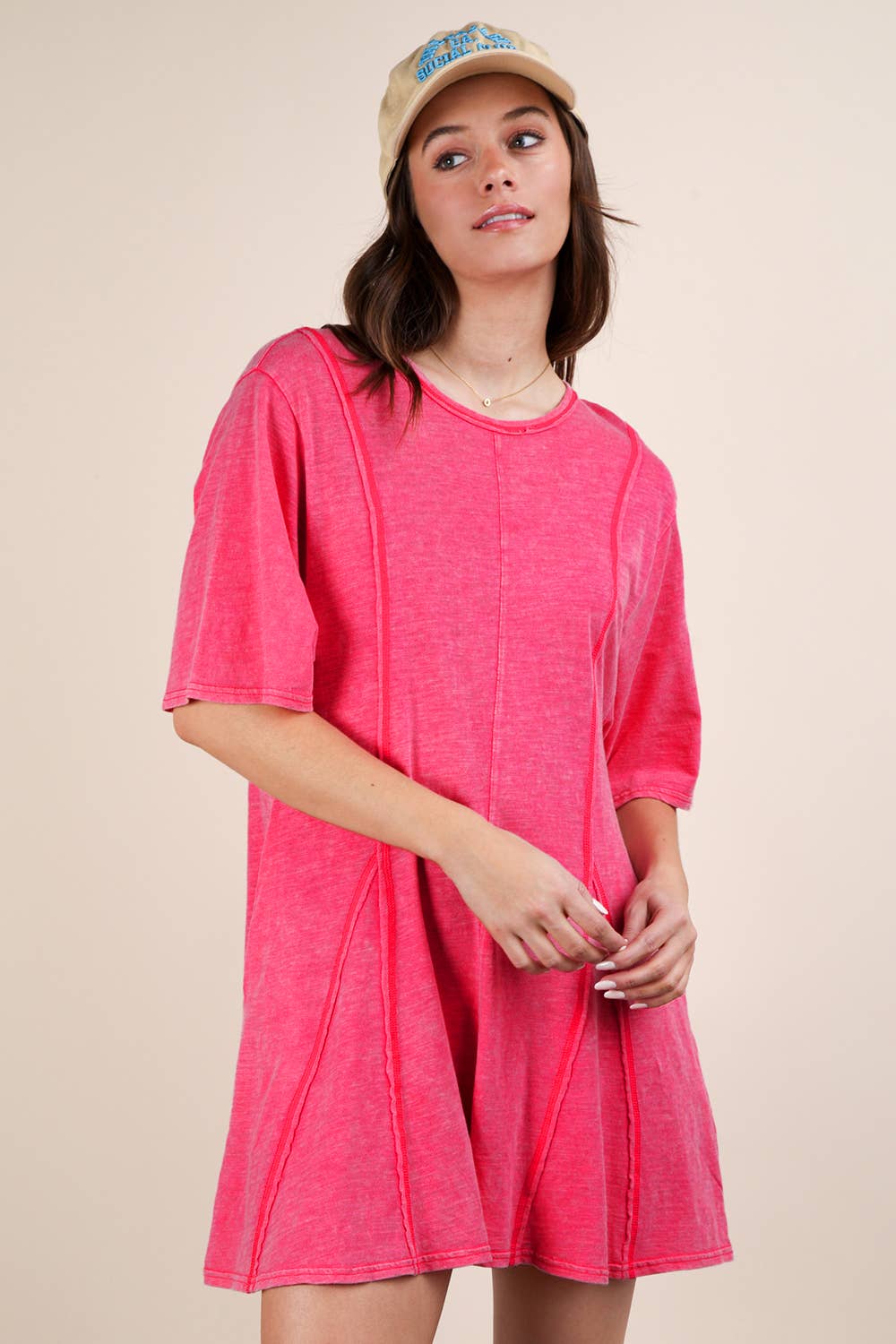 VERY J - Wholesale Romper - Women's - NP70727-Mineral Washed Oversized Knit Comfy Romper1