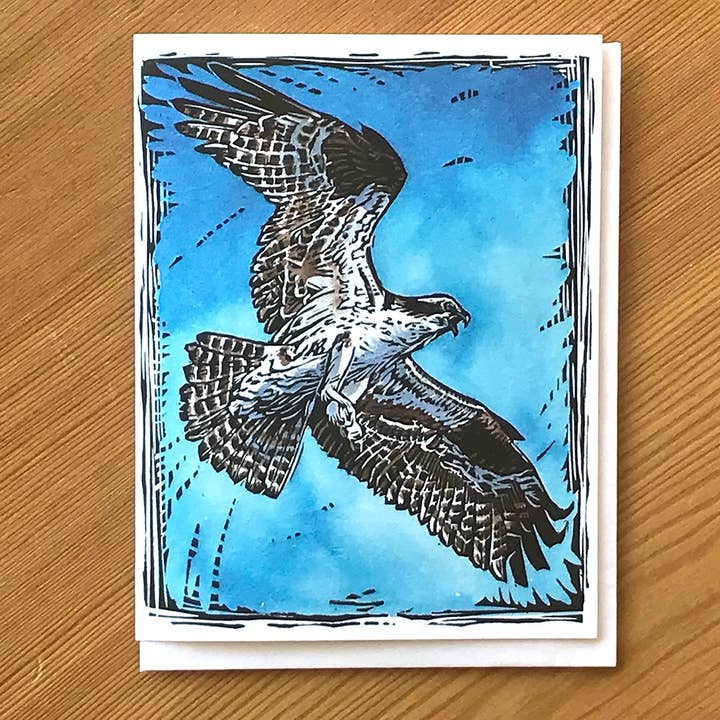 Osprey volant - Carte de danse du ciel pour la vente par Claire Emery Art