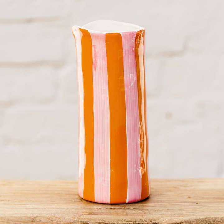 Medium Vase - Pink & Orange Stripe for wholesale by Noss and Co