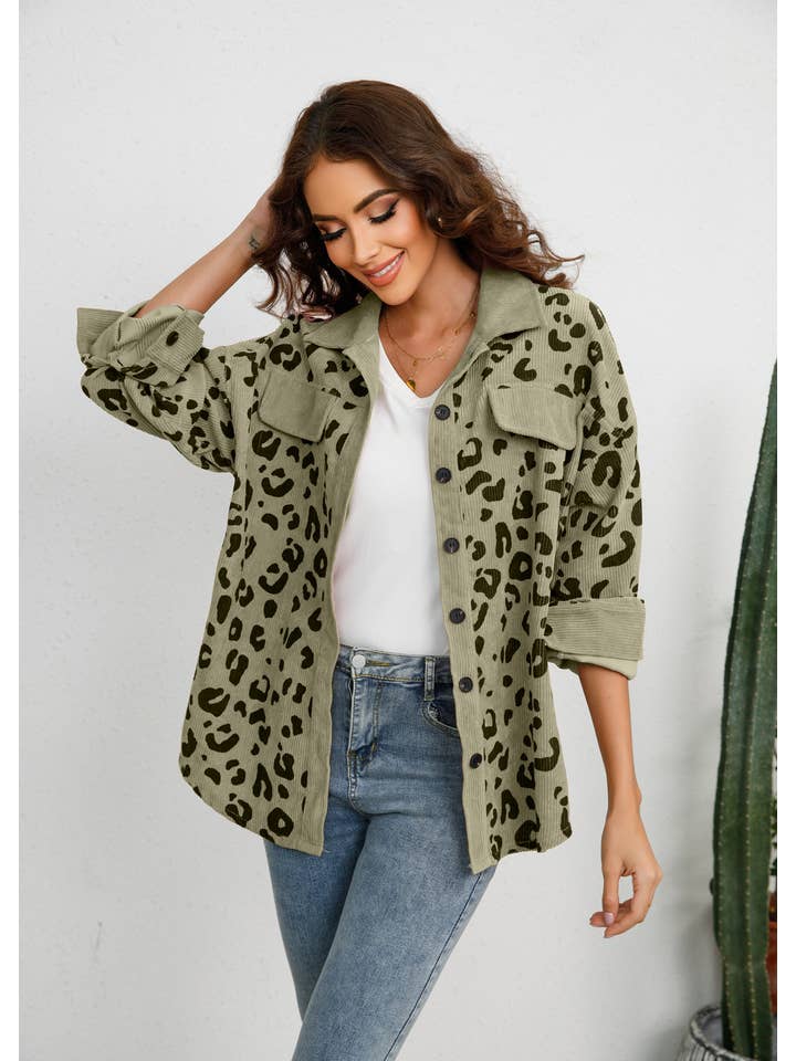 ePretty - Wholesale Shirt Jacket/Shacket - Women's - EP-JK27683 Leopard Print Corduroy Shirt Jacket Shacket7