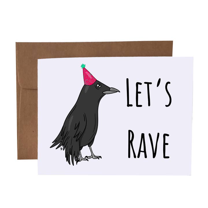 SKP ink - Wholesale Birthday Card - Let's Rave Raven Pun Greeting Card