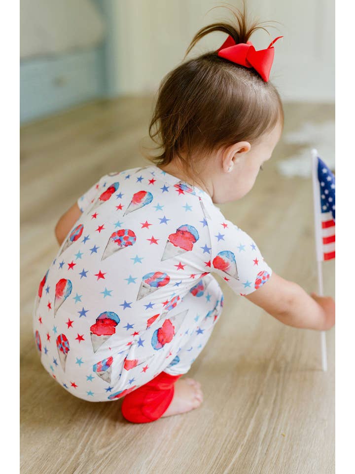Sweet Bay Clothing – wholesale Jumpsuit – Baby – Red, White and Blue Snowcones Zipper Onesie3