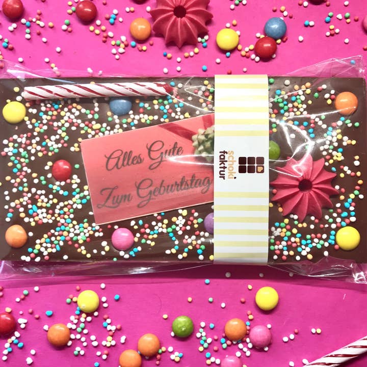 Schokifaktur – Chocolate por atacado – Chocolate de leite inteiro de aniversário "Vela Rosa" - Com imagem em papel de açúcar7