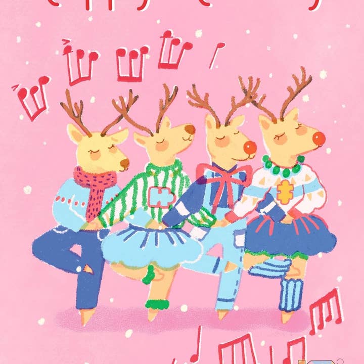 Tarjetas de Felicitación Navideñas "Renos Bailarines" Versión Digital para venta al por mayor de Inclusive Art House