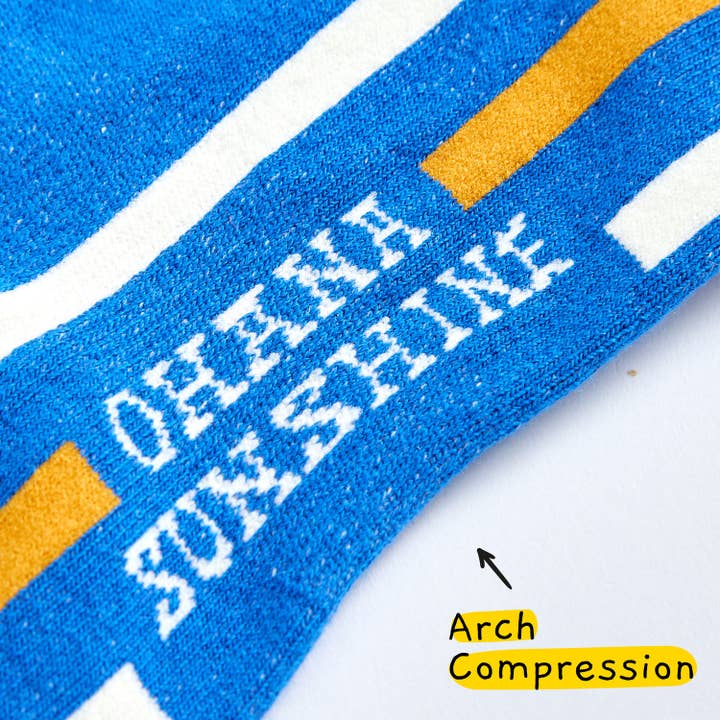 Ohana Sunshine - Wholesale Socks - Unisex - Stripe Trifecta Crew Socks | Blue & Brown | Soft Combed Cotton 5