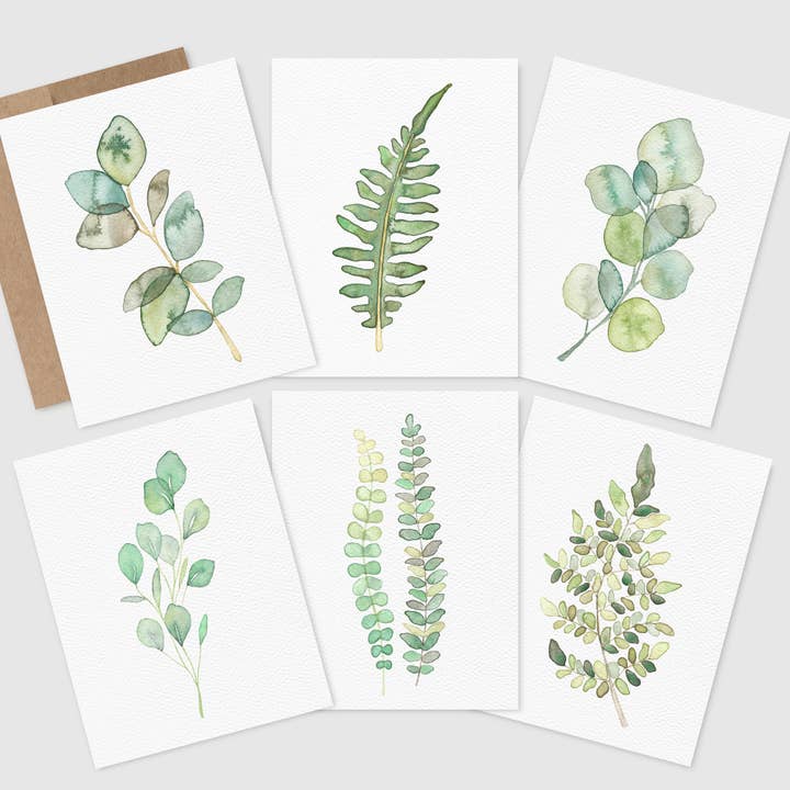 Blue Thistle - Wholesale Everyday Greeting Card - Boxed Set of 6 or 12 Botanical Greeting Cards, Plant cards
