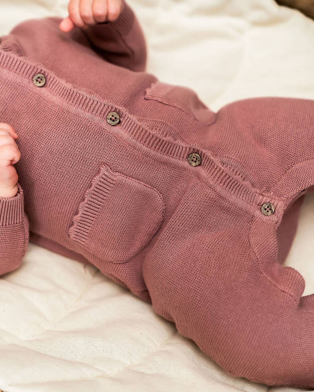 Viverano Organics - Wholesale Jumpsuit - Baby - Classic Pocket & Button Chunky Knit Baby Jumpsuit Organic9