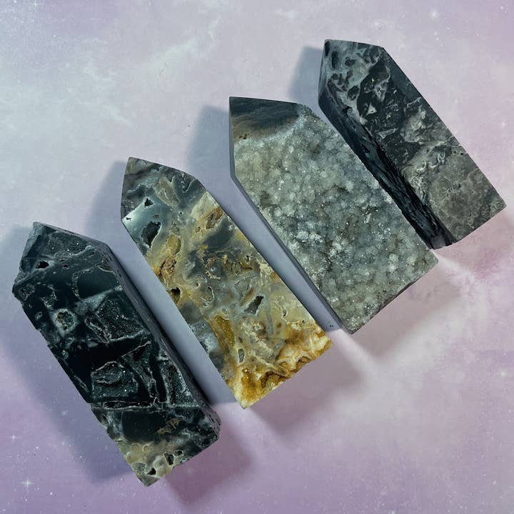 Mystical Moon Shop - Wholesale Spiritual Stone/Crystal - Druzy Sphalerite Towers 4pcs Lot Wholesale4