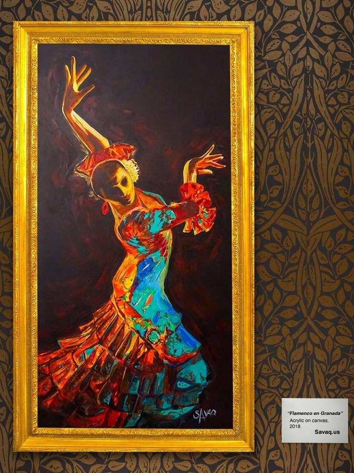 Flamenco Dancer Painting. Fine Art Paper Print for wholesale by SAVAQ
