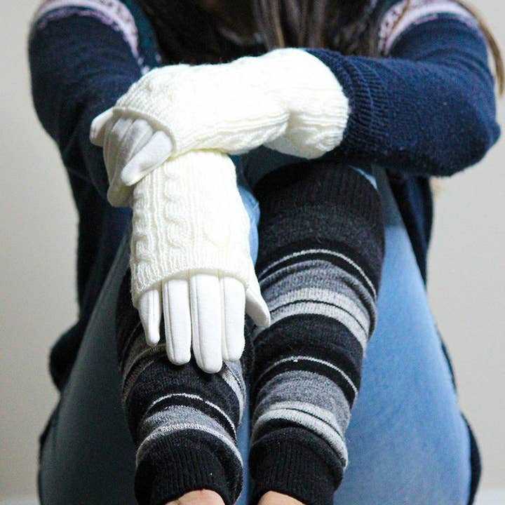 Sierra Socks - Wholesale Legwarmers - Women's - Girl's Stripe Lambswool Knee Hi Leg Warmers W424