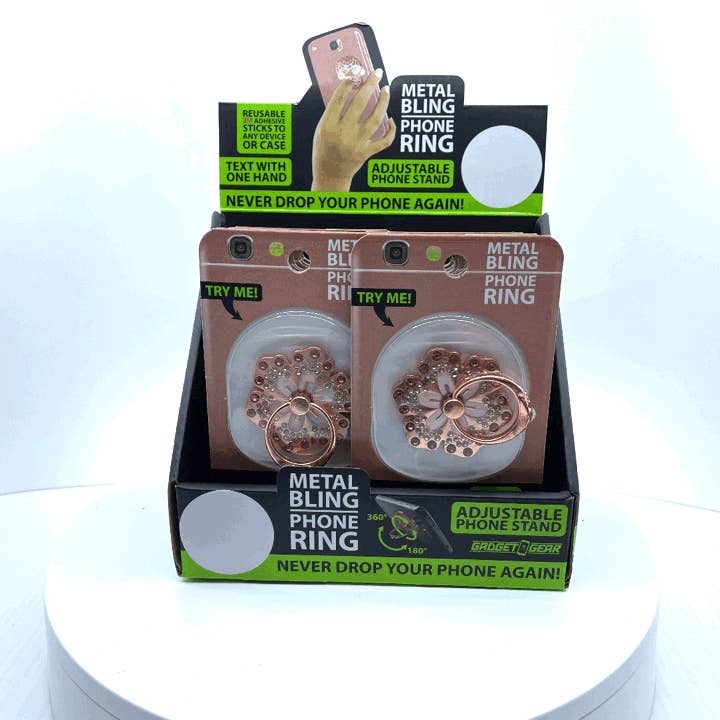 Novelty Brands - Wholesale Phone/Tablet Stand - Gadget Gear Metal Phone Ring Stand Assortment- 12/Display2