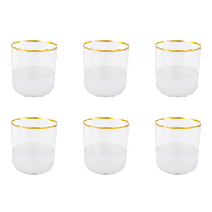 AULICA - Wholesale Drinking Glass/Cup - Nish Low-Rimmed Water Glasses with Gold Trim - Set of 6