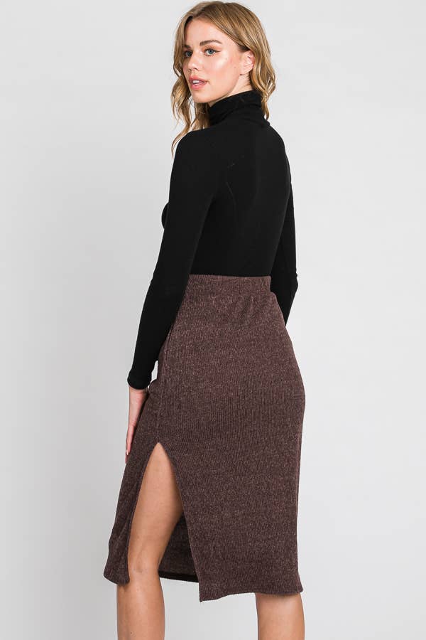 JADE BY JANE – wholesale Skirt – Women’s – RIBBED SIDE SLIT MIDI SKIRT - KRS501211