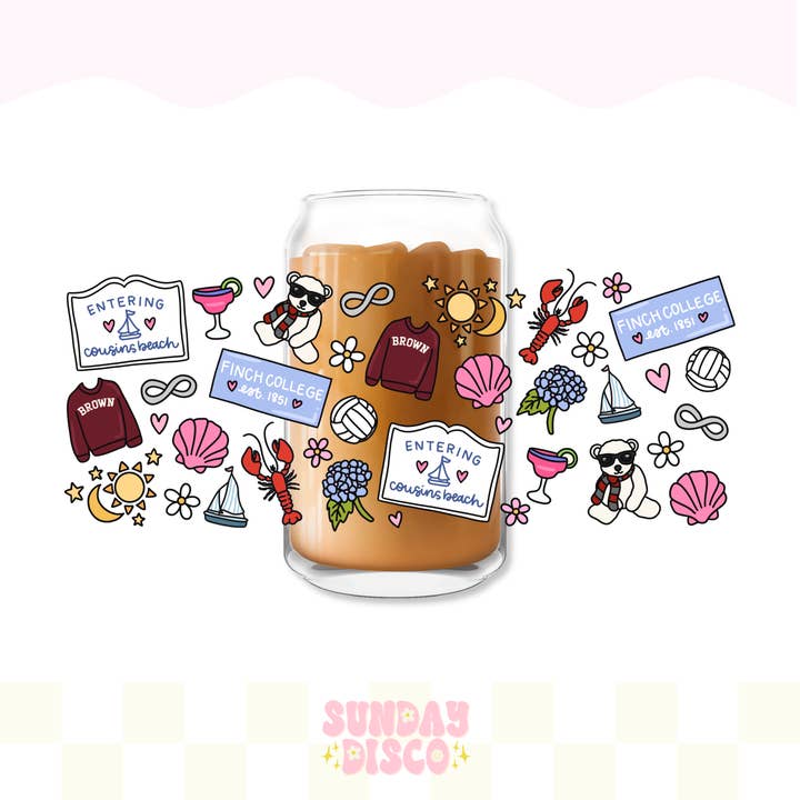 Cousins Beach 18,5 oz glasbæger med bambuslåg og glasstrå. for engroshandel hos The Sunday Disco