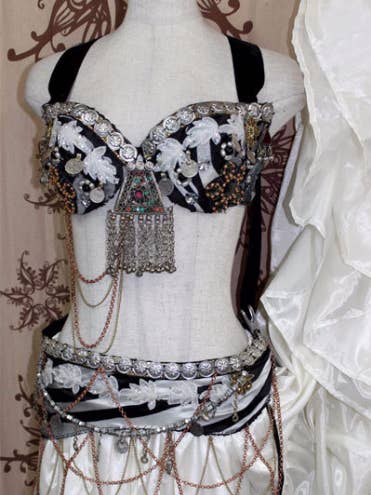 Senorita Bra Belt Set Black/white for wholesale by Senoritas Tribal Designs