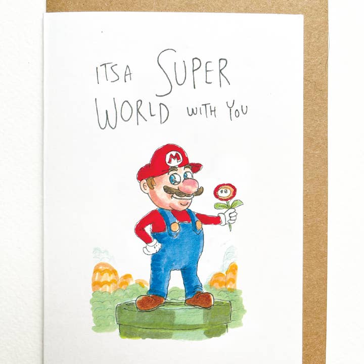 Well Drawn - Wholesale Love card - It's a Super World With You1