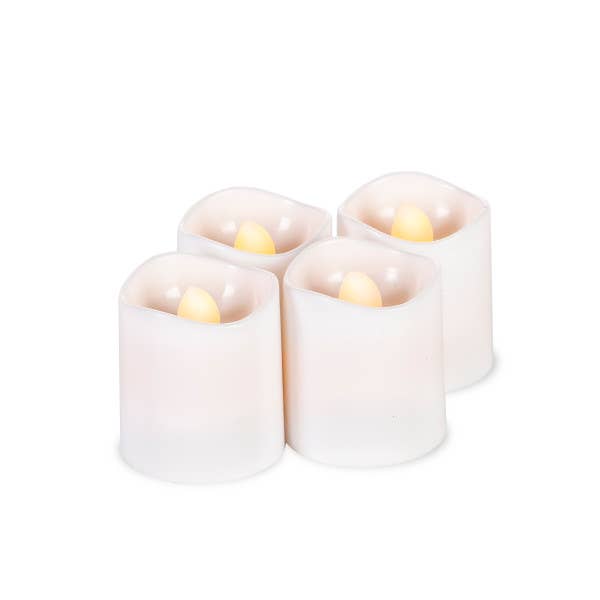 Gerson Set of 4 Plastic Wavy Edge LED Votives. -- PKG: PET B for wholesale by The Gerson Companies