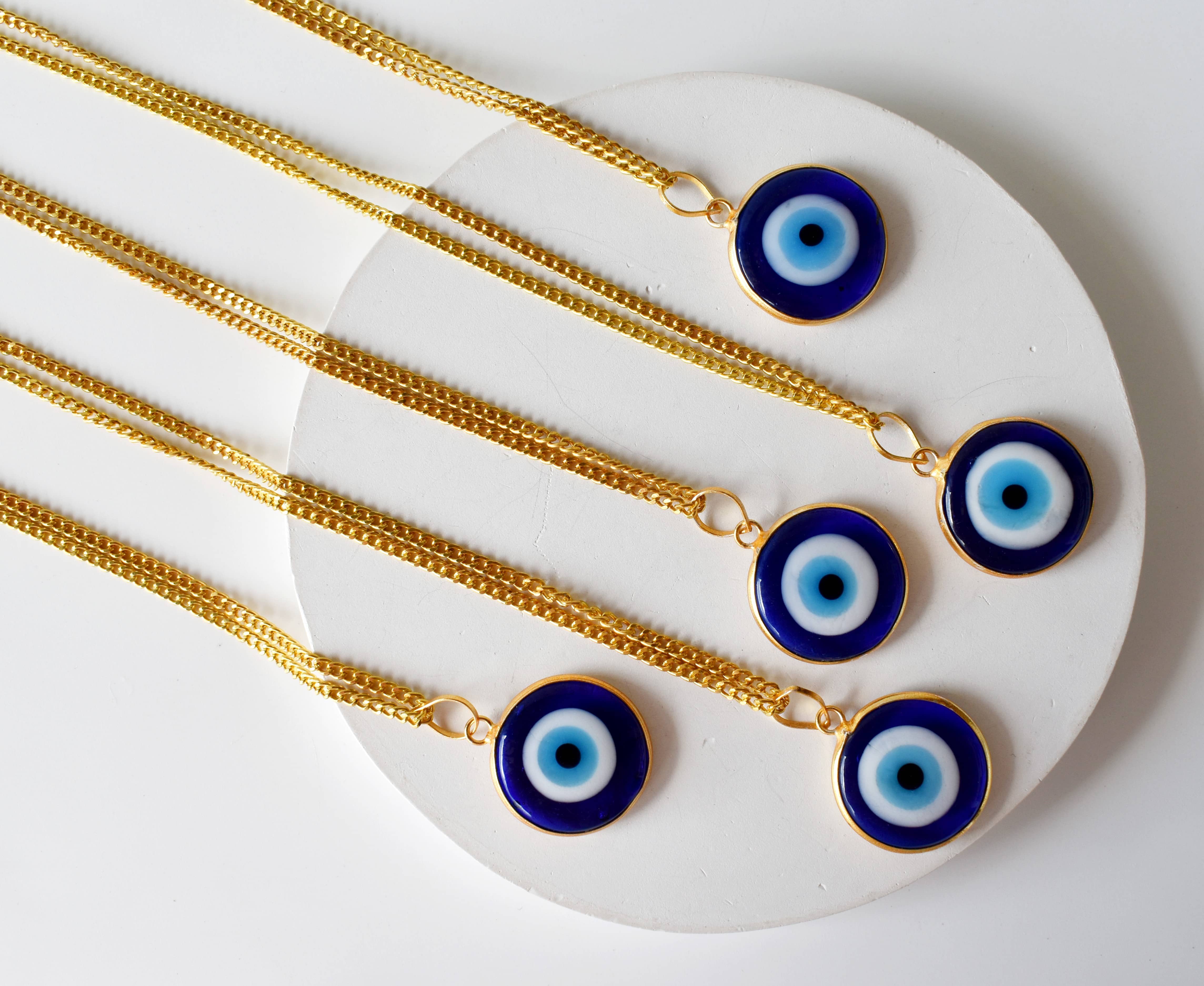 Soothing Crystals - Vente Colliers à pendentif - Pendentif Evil Eye | Breloque en or électrolytique6