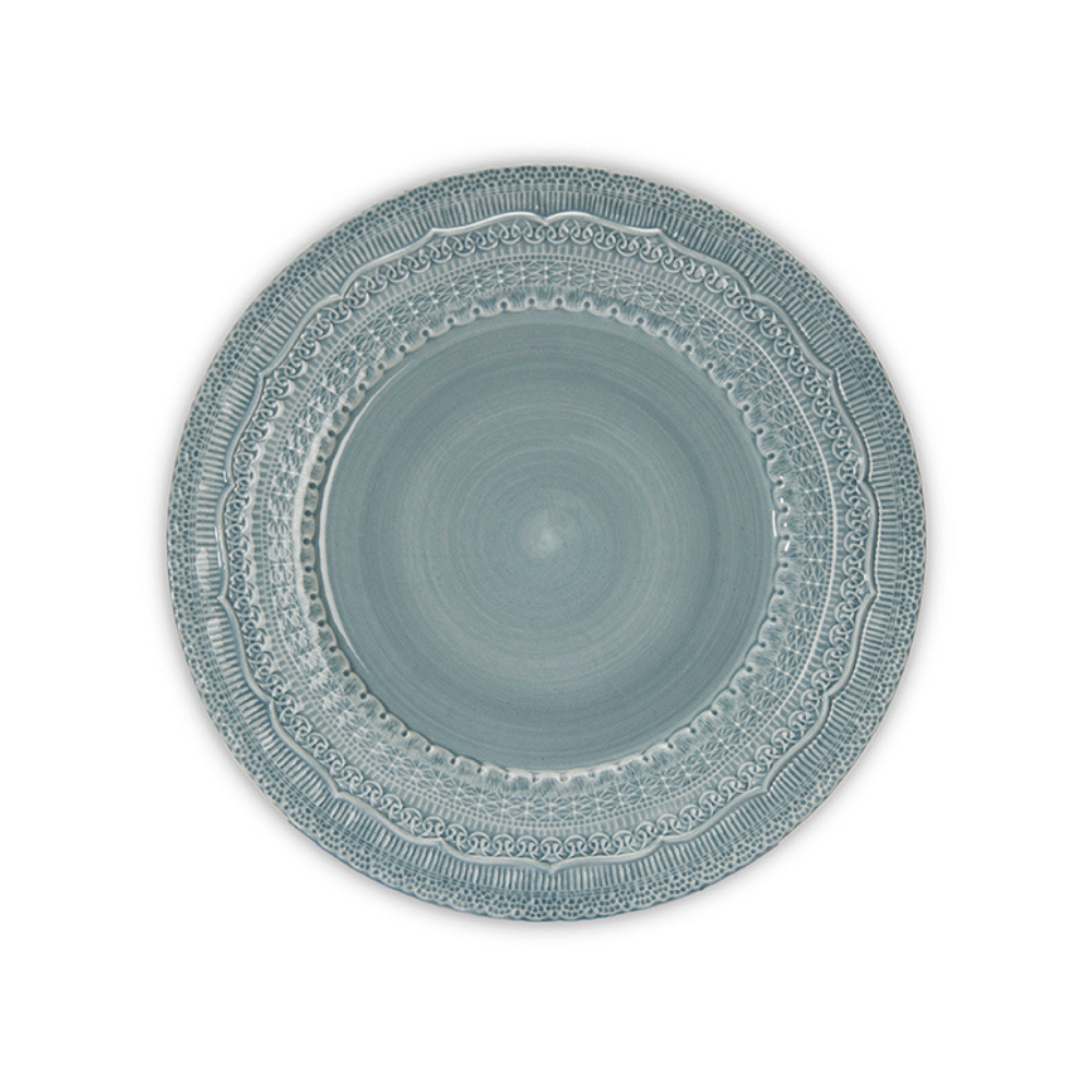 Qube Luxe by Debbie Marks – wholesale Charger plate – Sienna Lace Duck Egg Blue Porcelain Charger Plate0
