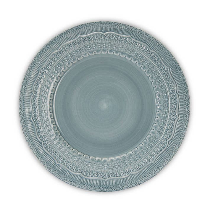 Sienna Lace Duck Egg Blue Porcelain Charger Plate for wholesale by Qube Luxe by Debbie Marks