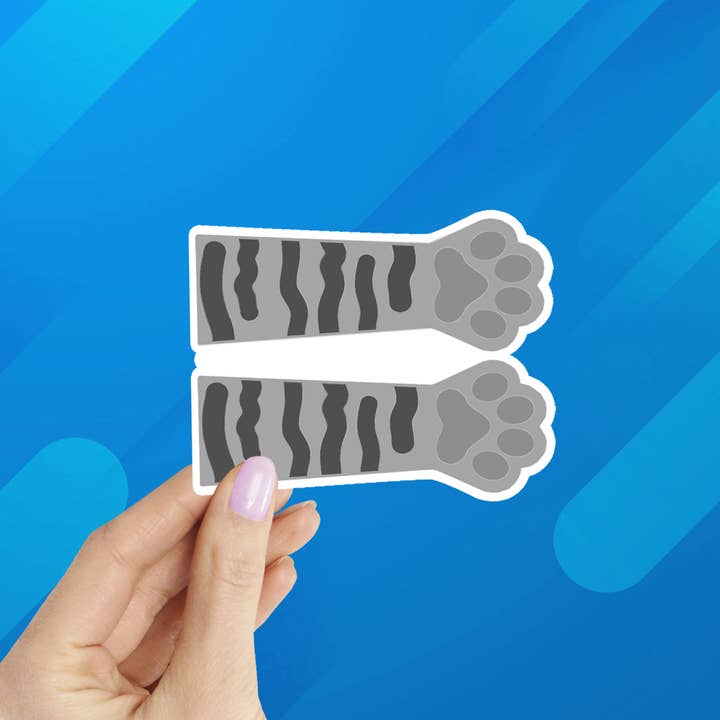 Cat Grey Paws "Toe Beans" Waterproof Laptop Sticker for wholesale by Coastal Creators of Connecticut