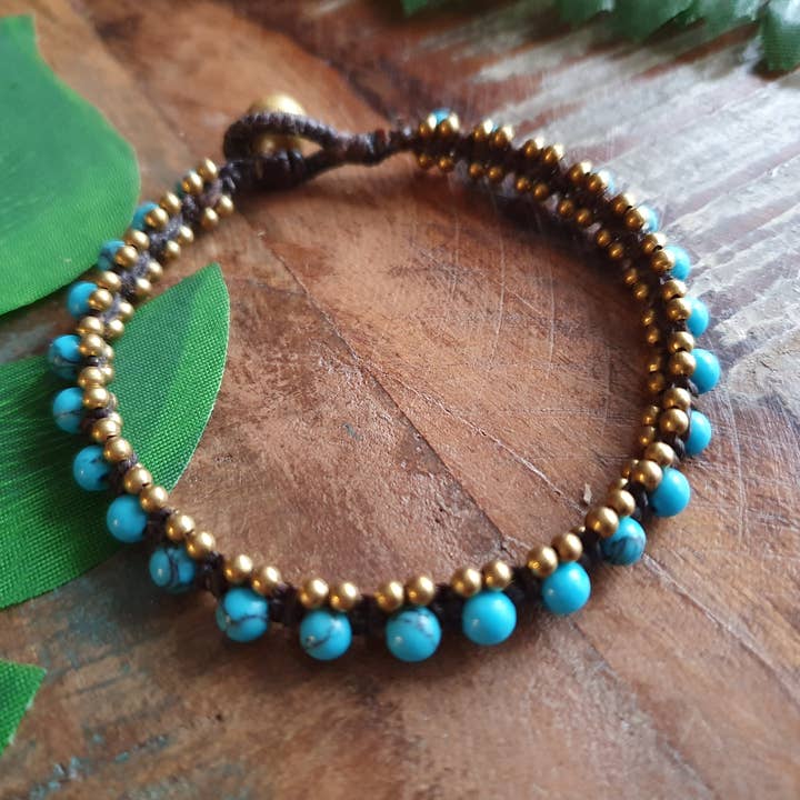 Jasper Rocks - Venta al por mayor Pulsera de cuentas - Pulsera boho macramé con cristales turquesa de Tailandia2