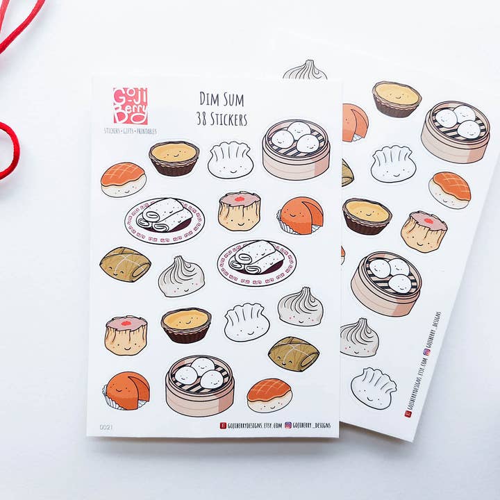 Dim Sum Sticker Sheet for wholesale by GojiBerry Designs