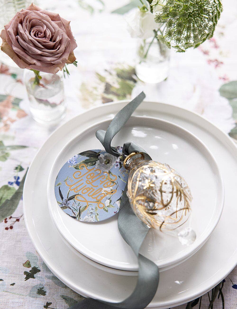 Bespoke Letterpress - Vente Étiquette cadeau - Étiquettes-cadeaux de Noël 12pk "Un jardin de Noël" (Boule)13